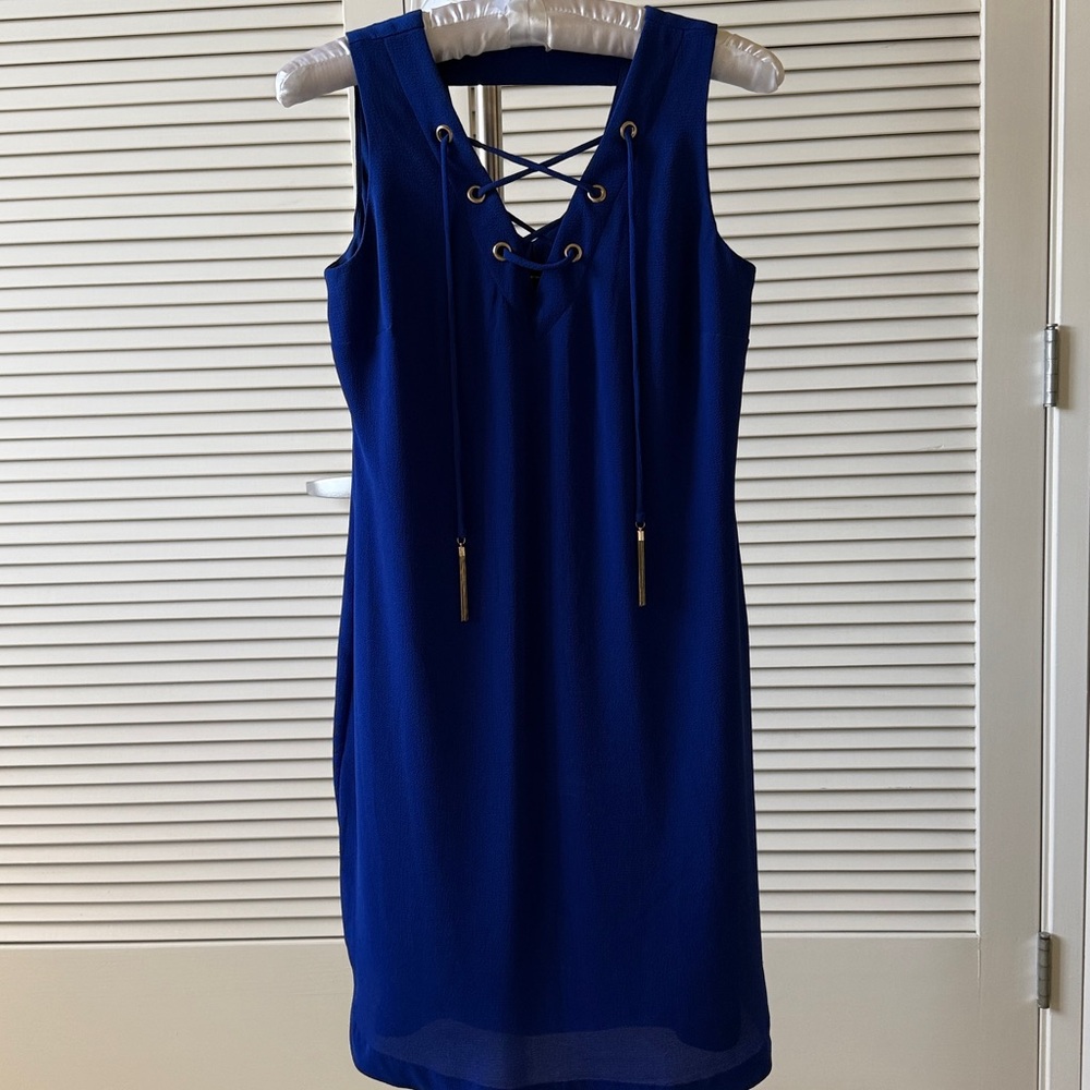 INC International Concepts Blue Lace-Up Dress
